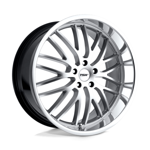 TSW SNETTERTON Alloy Wheel 19x8 ET45 5x112 Hyper Silver With Mirror Cut Lip 72.1mm CB